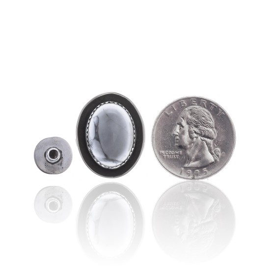 White Howlite .925 Sterling Silver Certified Authentic Navajo Native American Handmade Concho Button 24559