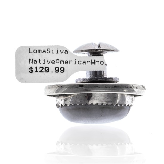 White Howlite .925 Sterling Silver Certified Authentic Navajo Native American Handmade Concho Button 24559