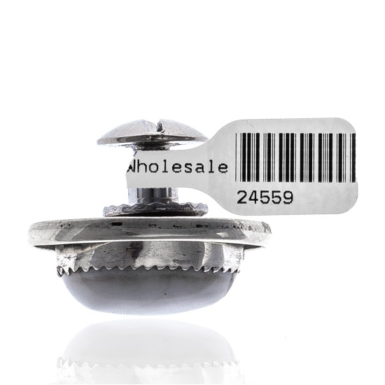 White Howlite .925 Sterling Silver Certified Authentic Navajo Native American Handmade Concho Button 24559