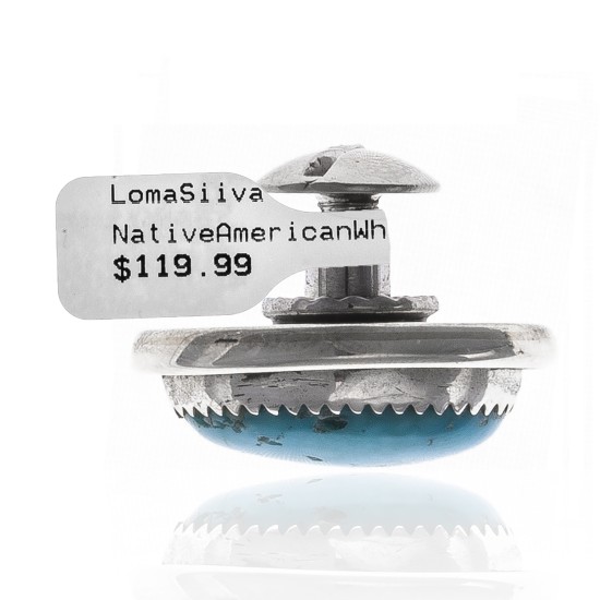 Natural Turquoise .925 Sterling Silver Certified Authentic Navajo Native American Handmade Concho Button 24560