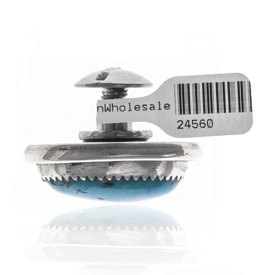 Natural Turquoise .925 Sterling Silver Certified Authentic Navajo Native American Handmade Concho Button 24560