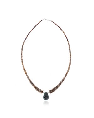 Natural Turquoise Graduated Spiny .925 Sterling Silver Certified Authentic Navajo Native American Necklace 390982395404