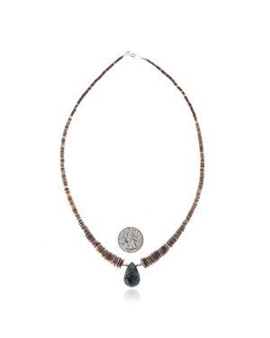 Natural Turquoise Graduated Spiny .925 Sterling Silver Certified Authentic Navajo Native American Necklace 390982395404
