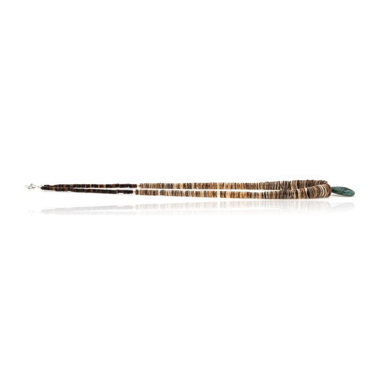 Natural Turquoise Graduated Spiny .925 Sterling Silver Certified Authentic Navajo Native American Necklace 390982395404