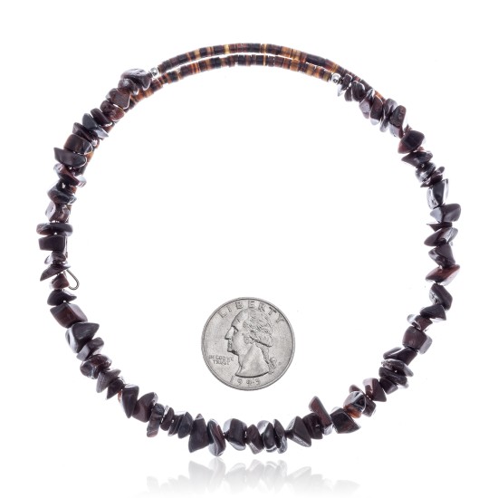 Red Tigers Eye Certified Authentic Navajo Native American Adjustable Choker Wrap Necklace 25571