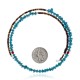Natural Turquoise and Coral Certified Authentic Navajo Native American Adjustable Choker Wrap Necklace 25581