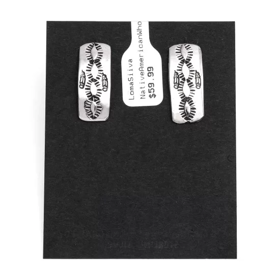 Feather Nickel Navajo Native American Handmade Stud Earrings 27259-7 Feather Nickel Navajo Native American Handmade Stud Earrings 27259-7