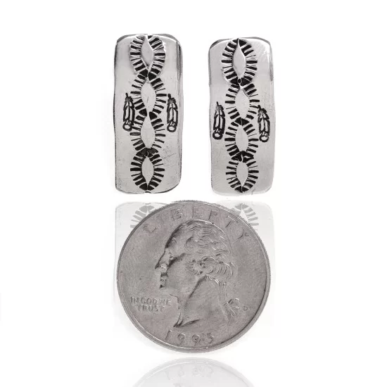 Feather Nickel Navajo Native American Handmade Stud Earrings 27259-7 Feather Nickel Navajo Native American Handmade Stud Earrings 27259-7