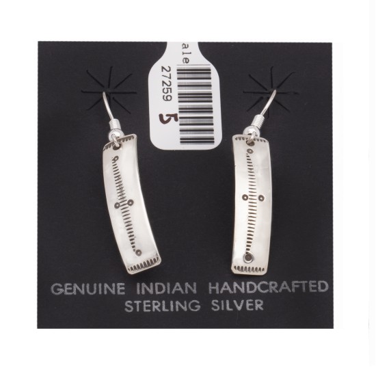 Lines .925 Sterling Silver Certified Authentic Handmade Navajo Native American Earrings 27259-5