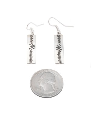 Flower.925 Sterling Silver Certified Authentic Handmade Navajo Native American Earrings 27259-3