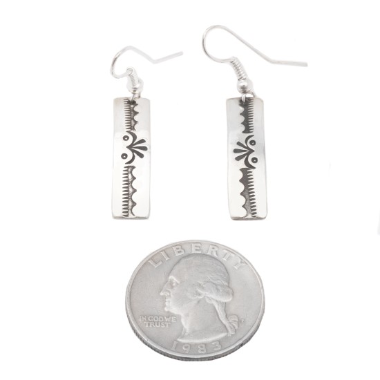 Lines .925 Sterling Silver Certified Authentic Handmade Navajo Native American Earrings 27259-5