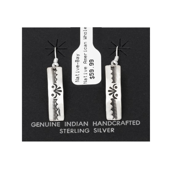 Flower.925 Sterling Silver Certified Authentic Handmade Navajo Native American Earrings 27259-3