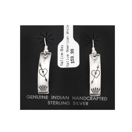 Heart Arrow .925 Sterling Silver Certified Authentic Handmade Navajo Native American Earrings 27259-2