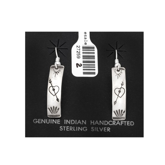 Heart Arrow .925 Sterling Silver Certified Authentic Handmade Navajo Native American Earrings 27259-2