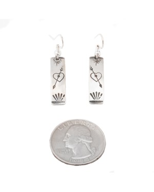 Heart Arrow .925 Sterling Silver Certified Authentic Handmade Navajo Native American Earrings 27259-2