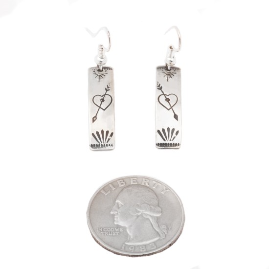 Heart Arrow .925 Sterling Silver Certified Authentic Handmade Navajo Native American Earrings 27259-2