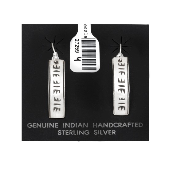 Lettering .925 Sterling Silver Certified Authentic Handmade Navajo Native American Earrings 27259-4