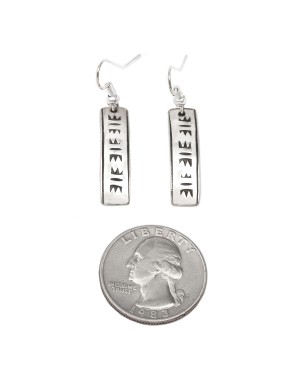 Lettering .925 Sterling Silver Certified Authentic Handmade Navajo Native American Earrings 27259-4