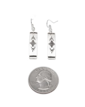 Star .925 Sterling Silver Certified Authentic Handmade Navajo Native American Earrings 27259-1