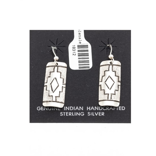 .925 Sterling Silver Certified Authentic Handmade Navajo Native American Earrings 18312