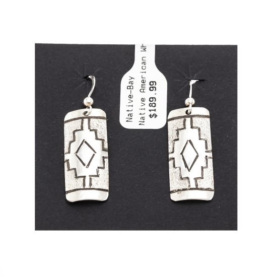 .925 Sterling Silver Certified Authentic Handmade Navajo Native American Earrings 18312