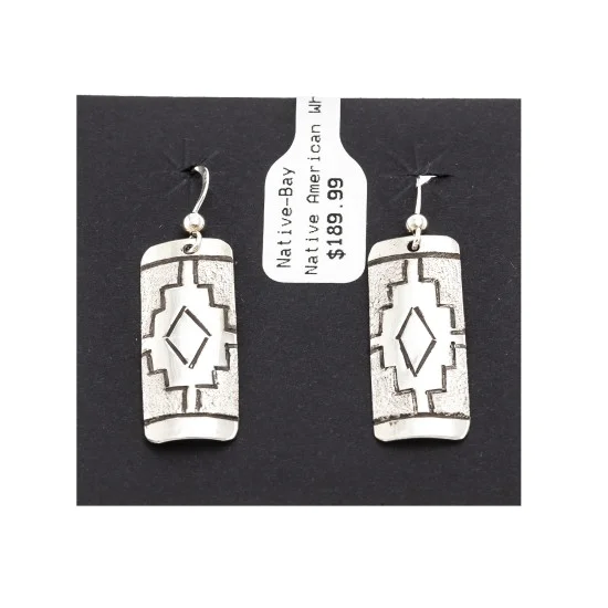 .925 Sterling Silver Handmade Navajo Native American Earrings 18312 .925 Sterling Silver Handmade Navajo Native American Earrings 18312