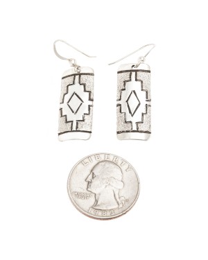 .925 Sterling Silver Certified Authentic Handmade Navajo Native American Earrings 18312
