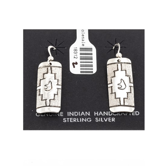 Bear .925 Sterling Silver Certified Authentic Handmade Navajo Native American Earrings 18312-2