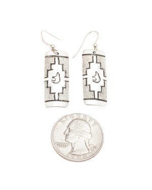Bear .925 Sterling Silver Certified Authentic Handmade Navajo Native American Earrings 18312-2