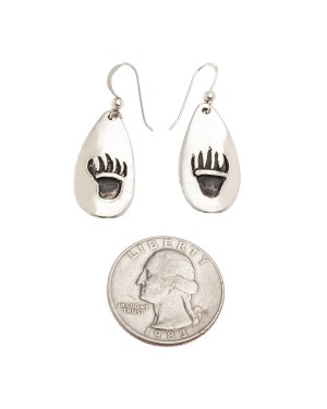 Bear Paw .925 Sterling Silver Certified Authentic Handmade Navajo Native American Earrings 18311