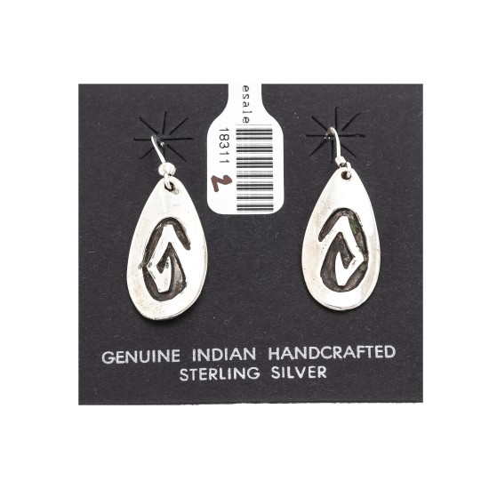 Drop Snake .925 Sterling Silver Certified Authentic Handmade Navajo Native American Earrings 18311-2