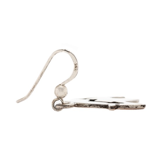 Shaped Bear .925 Sterling Silver Certified Authentic Handmade Navajo Native American Earrings 18312-3