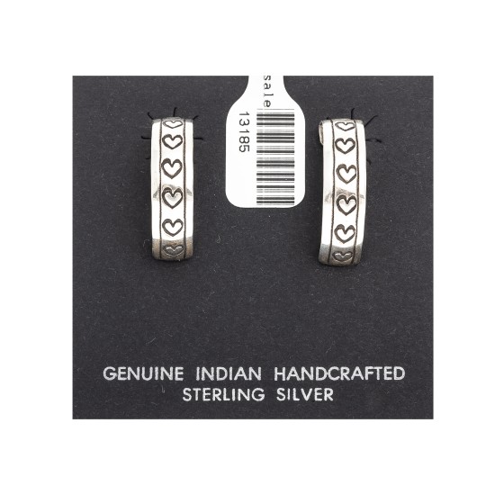 Heart .925 Sterling Silver Certified Authentic Handmade Navajo Native American Earrings 13185-1