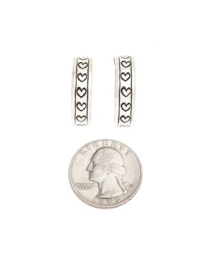 Heart .925 Sterling Silver Certified Authentic Handmade Navajo Native American Earrings 13185-1