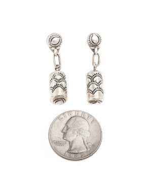 Sun .925 Sterling Silver Certified Authentic Handmade Navajo Native American Earrings 17980