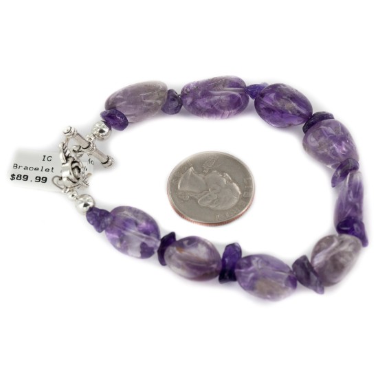 Certified Authentic Navajo Natural Amethyst Native American Link Bracelet 12983