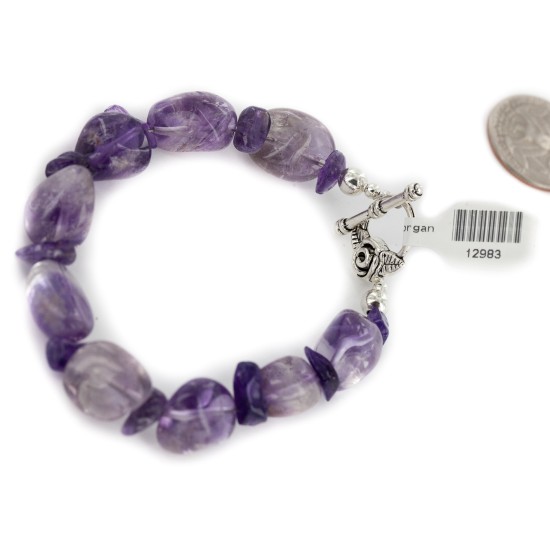 Certified Authentic Navajo Natural Amethyst Native American Link Bracelet 12983