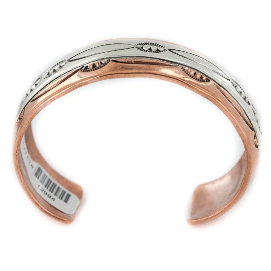 .925 Sterling Silver Navajo Handmade Pure Copper Native American Bracelet 12984 .925 Sterling Silver Navajo Handmade Pure Copper Native American Bracelet 12984