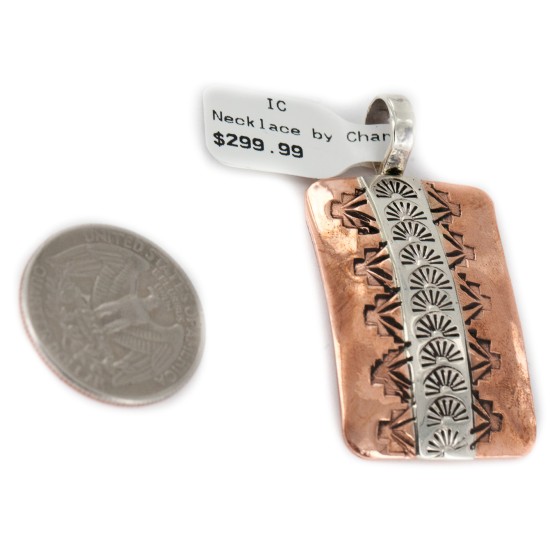 Navajo .925 Sterling Silver Sun Handmade Certified Authentic Pure Copper Native American Pendant 17055-2