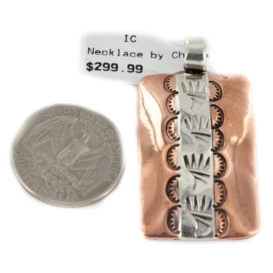 Navajo Bear Paw .925 Sterling Silver Handmade Pure Copper Native American Pendant 17055-4 Navajo Bear Paw .925 Sterling Silver Handmade Pure Copper Native American Pendant 17055-4