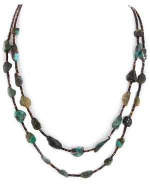 2 Strand Certified Authentic Navajo .925 Sterling Silver Natural Turquoise Native American Necklace 16006-66 2 Strand Certified Authentic Navajo .925 Sterling Silver Natural Turquoise Native American Necklace 16006-66