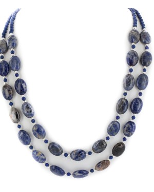 2 Strand Certified Authentic Navajo Natural Lapis Native American Necklace 17051-9