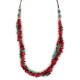 3 Strand Certified Authentic Navajo .925 Sterling Silver Coral Natural Turquoise Twisted Native American Necklace 15937-104