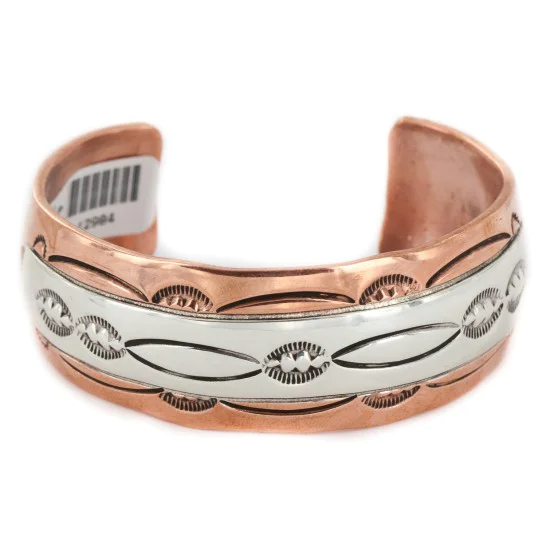 .925 Sterling Silver Navajo Handmade Pure Copper Native American Bracelet 12984 .925 Sterling Silver Navajo Handmade Pure Copper Native American Bracelet 12984