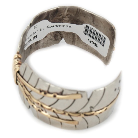 Certified Authentic Handmade Navajo Pure Nickel and Brass Native American Bracelet 12985