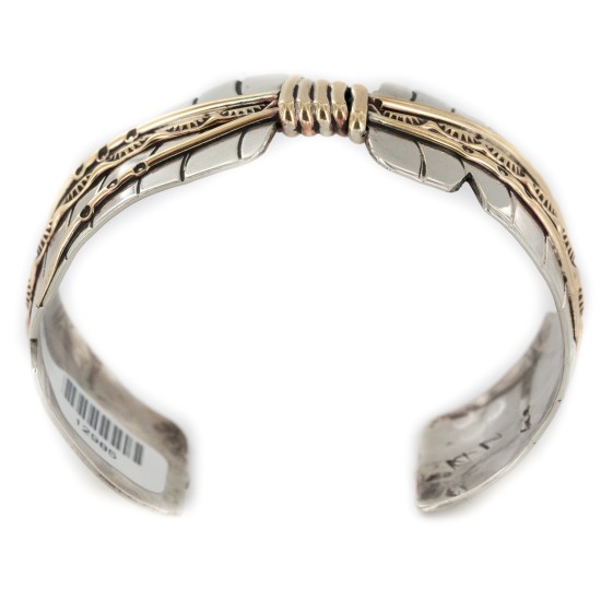 Certified Authentic Handmade Navajo Pure Nickel and Brass Native American Bracelet 12985