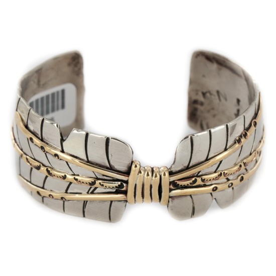 Certified Authentic Handmade Navajo Pure Nickel and Brass Native American Bracelet 12985