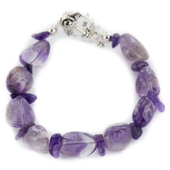 Certified Authentic Navajo Natural Amethyst Native American Link Bracelet 12983