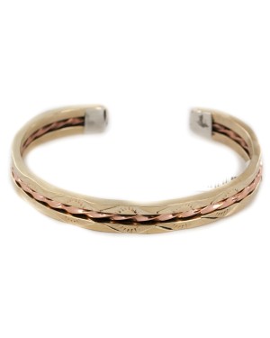 Handmade Certified Authentic Bear Paw Navajo Pure Brass and Copper Native American Bracelet 12987-2