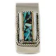 Handmade Navajo Nickel and .925 Sterling Silver Inlay Natural Turquoise and Mother of Pearl Native American Money Clip 11263-2